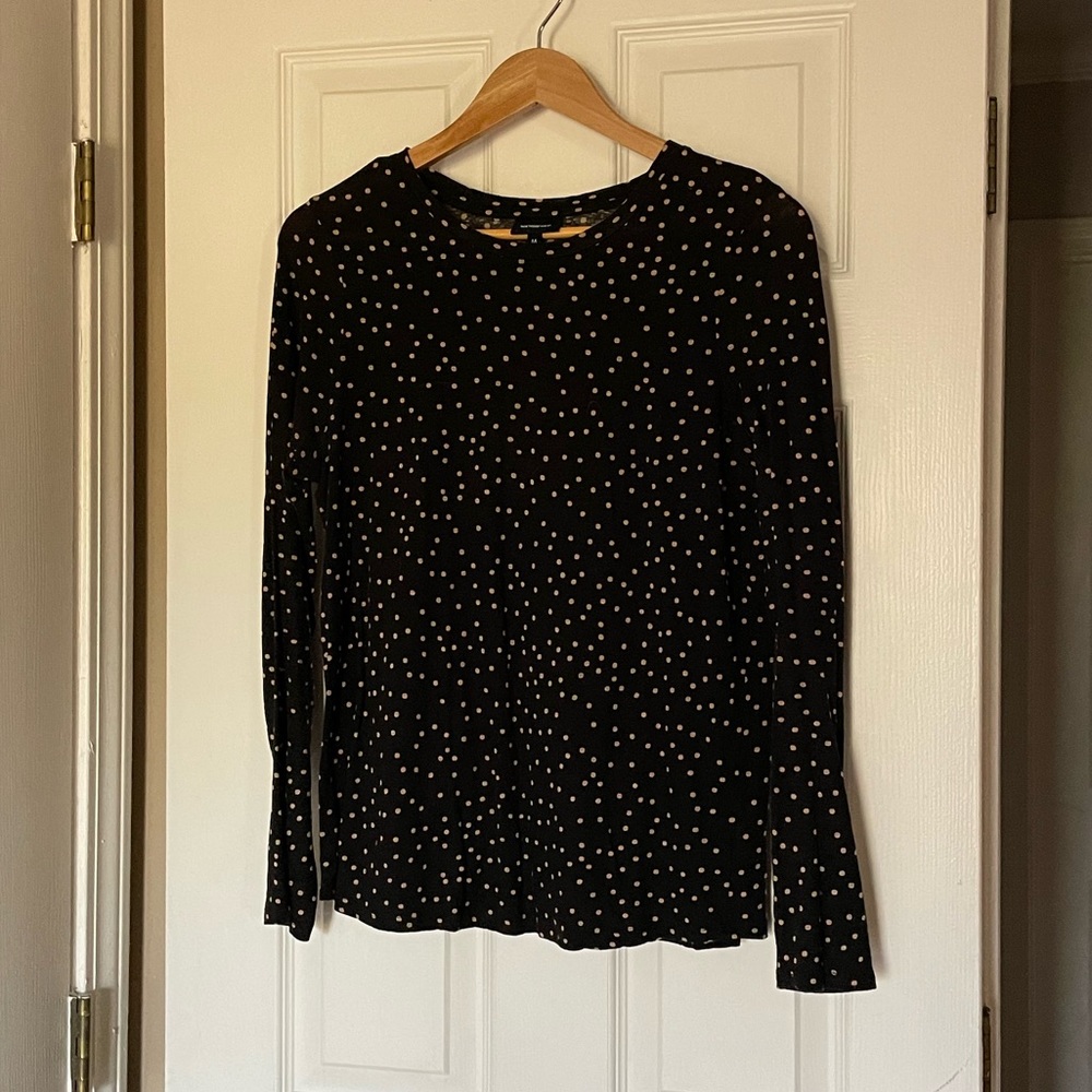 Long Sleeve Black Polka Dot Tee